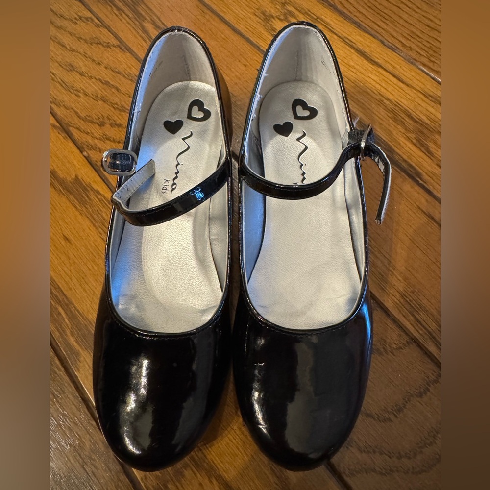 Girls Nina Kids Shiny Black Mary Jane Dress Shoes